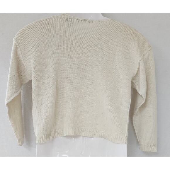 VTG Sweater Teas White Cotton 3/4 Sleeve Blouse Women's Small Lightweight Top - Picture 2 of 7